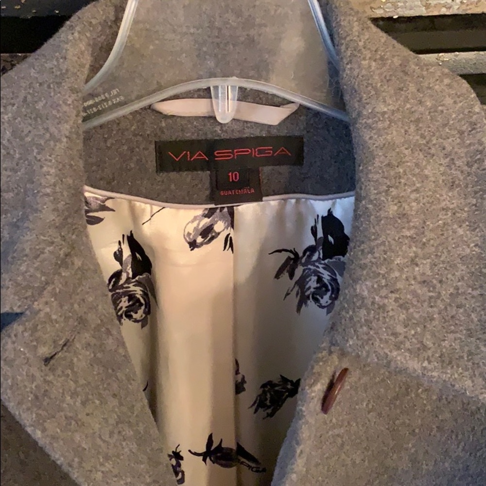 Via Spiga grey wool, lined, belted coat.